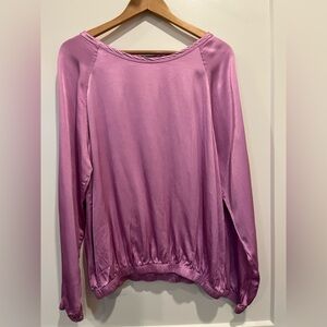 NWT AQC Aquarius Cocktail satin lavender purple boat neck cinched waistband top